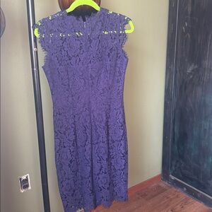 Purple lace dress, just below knees